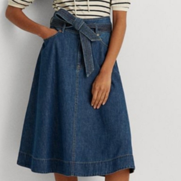 Ralph Lauren Black Label Women's Denim Midi Old Money Quiet Luxury Western Basic
